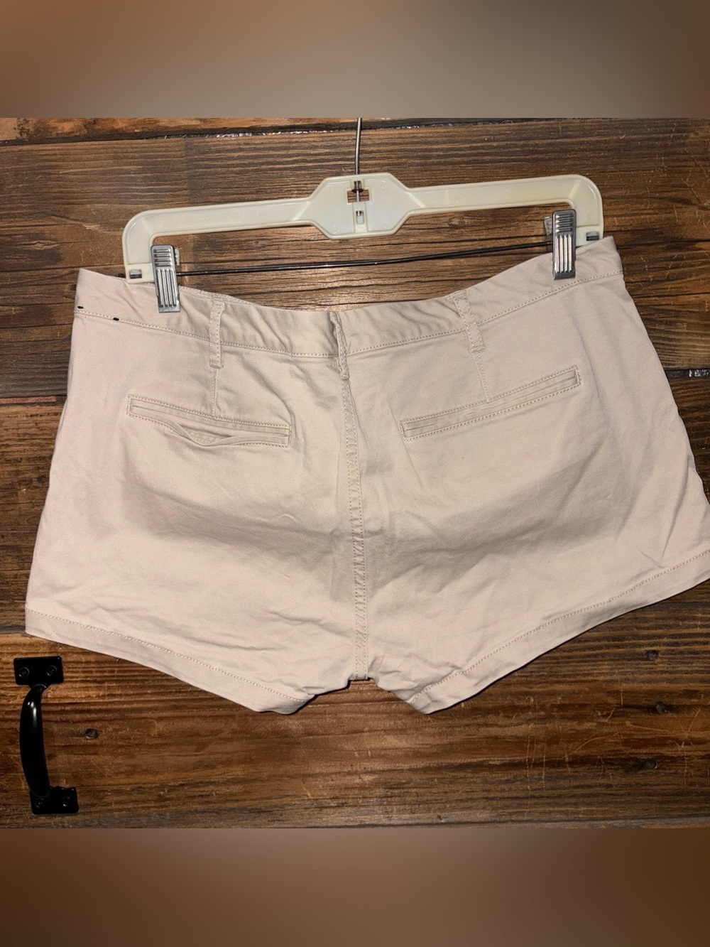 Vintage Express Women’s Casual Cotton Blend Shorts - Light Beige - Picture 3 of 5